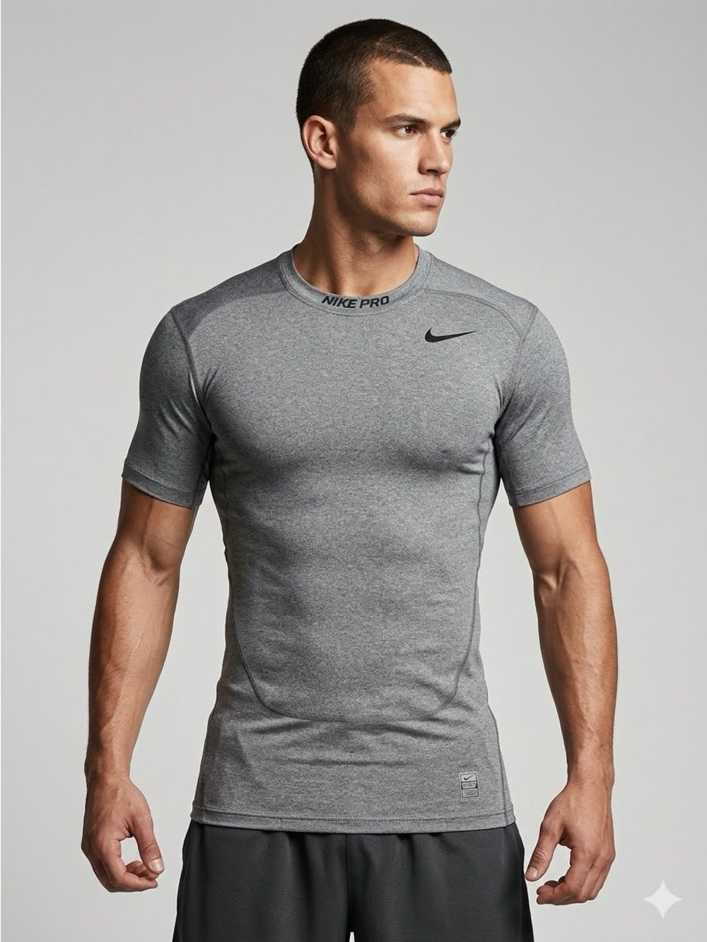 Nike Pro Combat Dri-Fit Gray Fitted Short Sleeve Training Shirt Sz M Compression